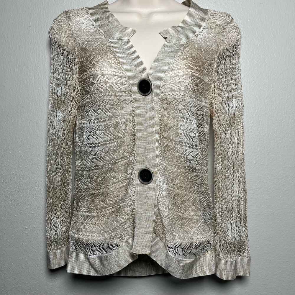 Michelle Nicole Women Y2K Sheer‎ Top Medium Tan Open Knit Cottagecore Festival